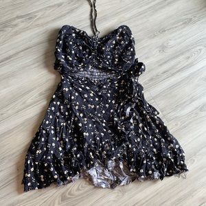 Blue Life Black Floral Wrap Dress